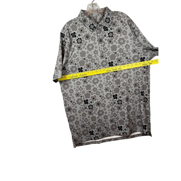 Graham Luxe Performance Golf Polo, Black/Gray Flower Power Pattern, Size Large - Picture 3 of 8